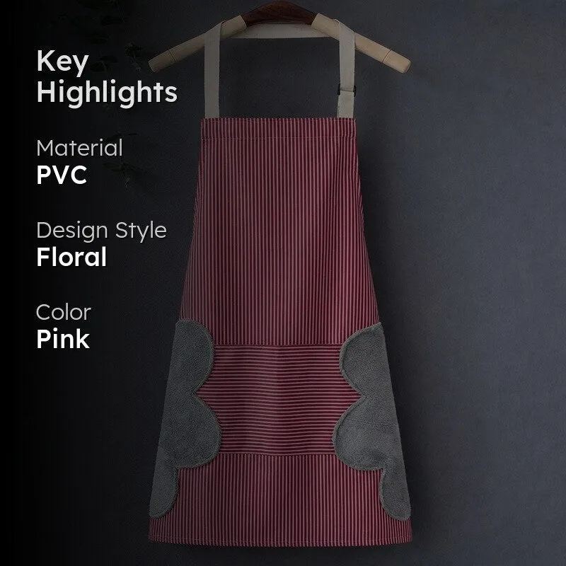 Chic Pink PVC Apron with Handy Towels and Pocket media 2