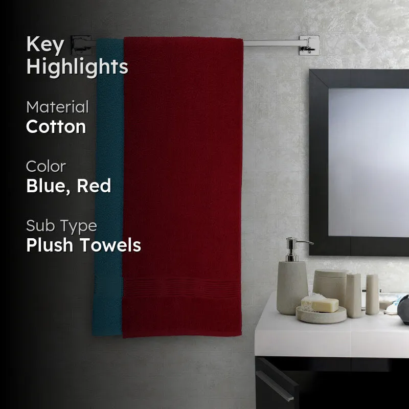 Delpha Bath Towel (Red & Light Blue) - Set Of Two media 2