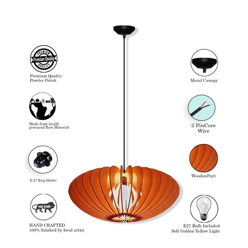 AuraGlow Elegant Wooden Petal Ceiling Lamp media 6