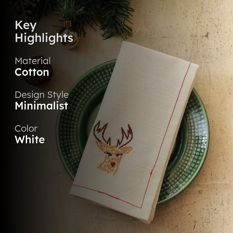 Jolly Reindeer Napkins (Off White) - Set Of Two media 2