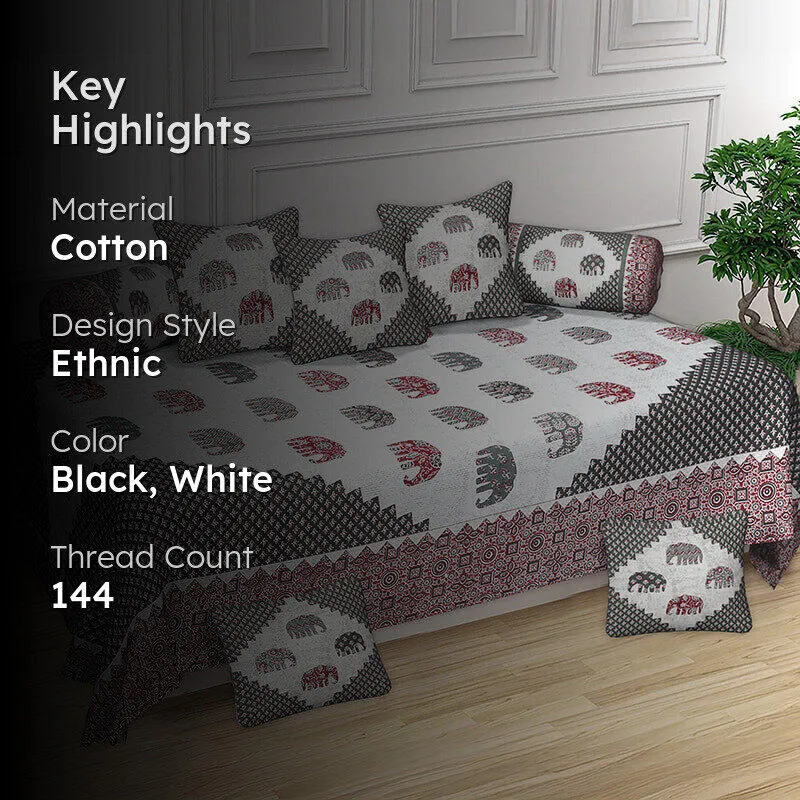 Anaahitha Ethnic Cotton Diwan Set (Black) - Eight Piece Set media 2