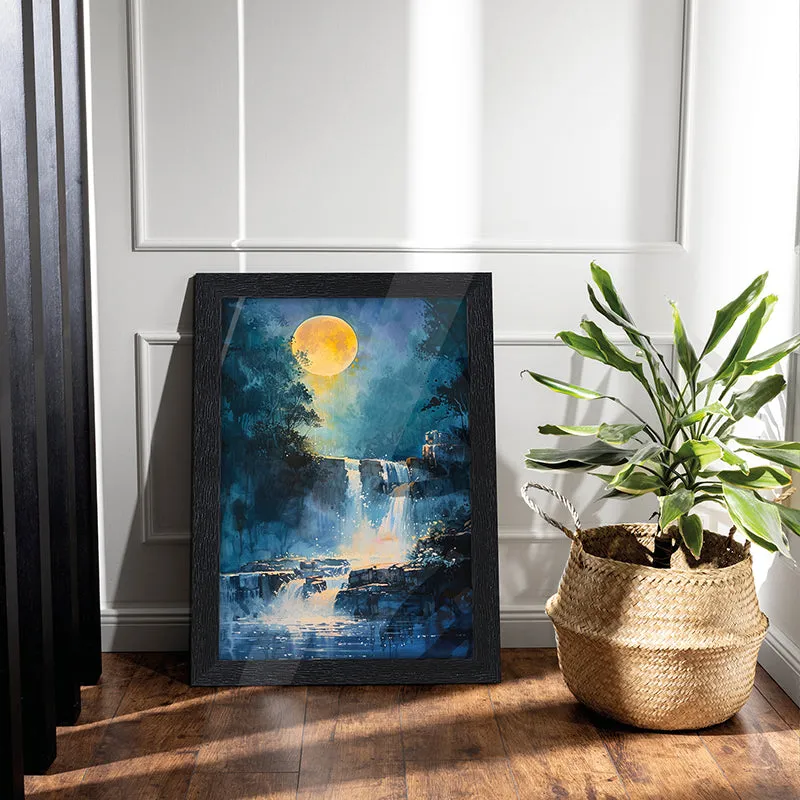 Moonlit Waterfalls Wall Painting media 3