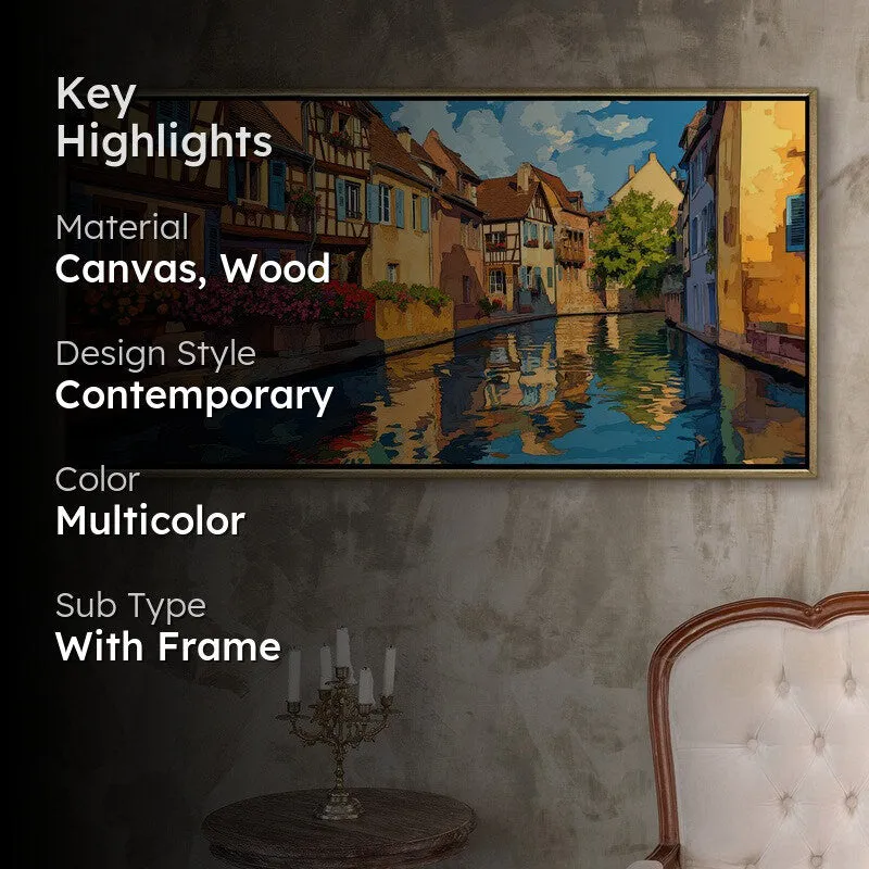 Luminous Waterscape Canvas Wall Painting With Frame media 2