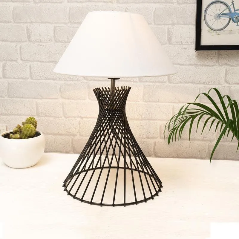 Spiral Affairs Fabric Table Lamp - White media 3
