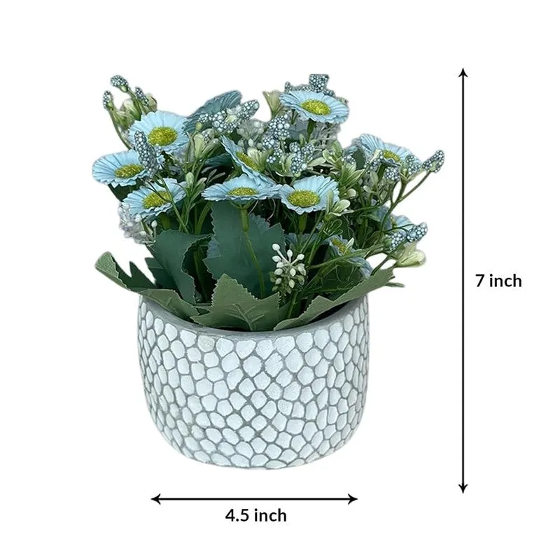 Faux Aster Artificial Flower With Pot - Blue media 7