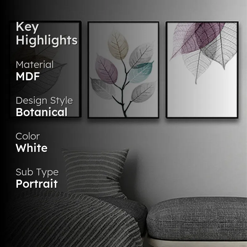 Glory Leaf Wall Painting - Set Of Three media 2