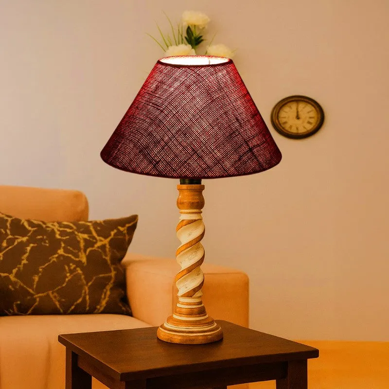 Modera Aven Wooden Table Lamp - Maroon media 3