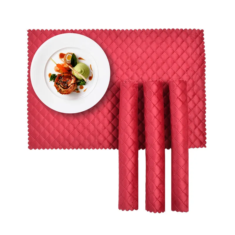 Osric Velvet Quilted Placemat (Red) - Set Of Six media 1