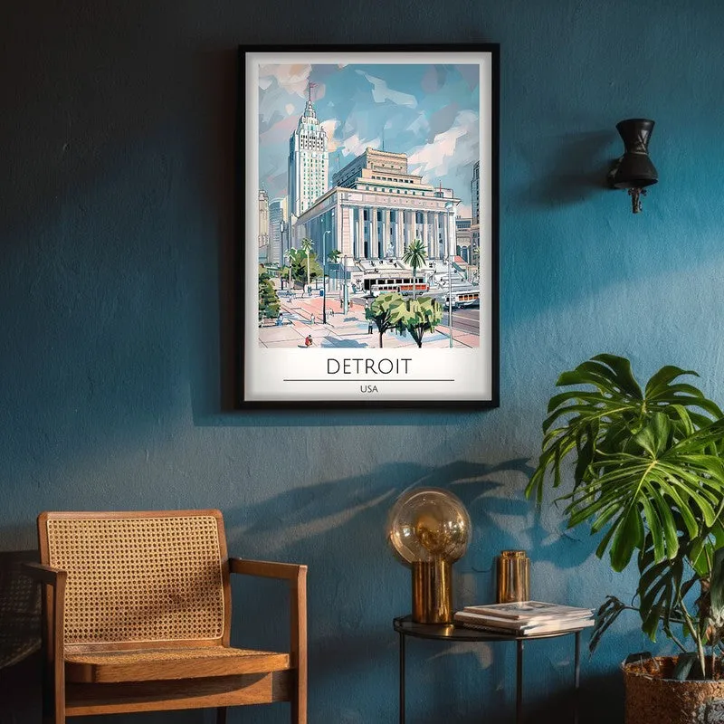 Vintage Detroit Framed Canvas Wall Painting media 4