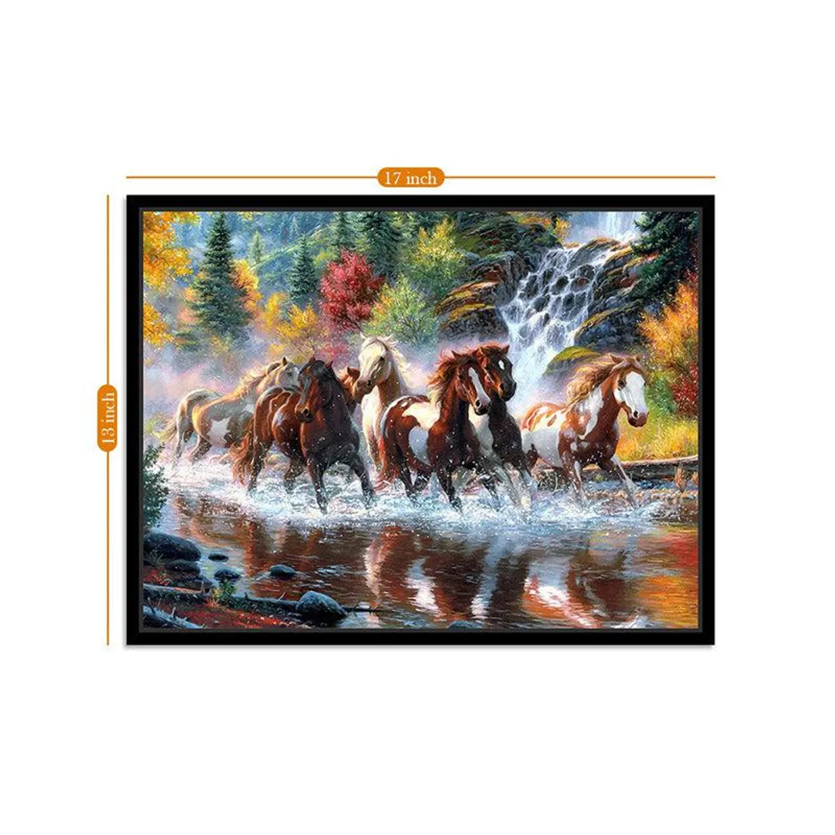 Framed wild horse wall art shown against a plain white background