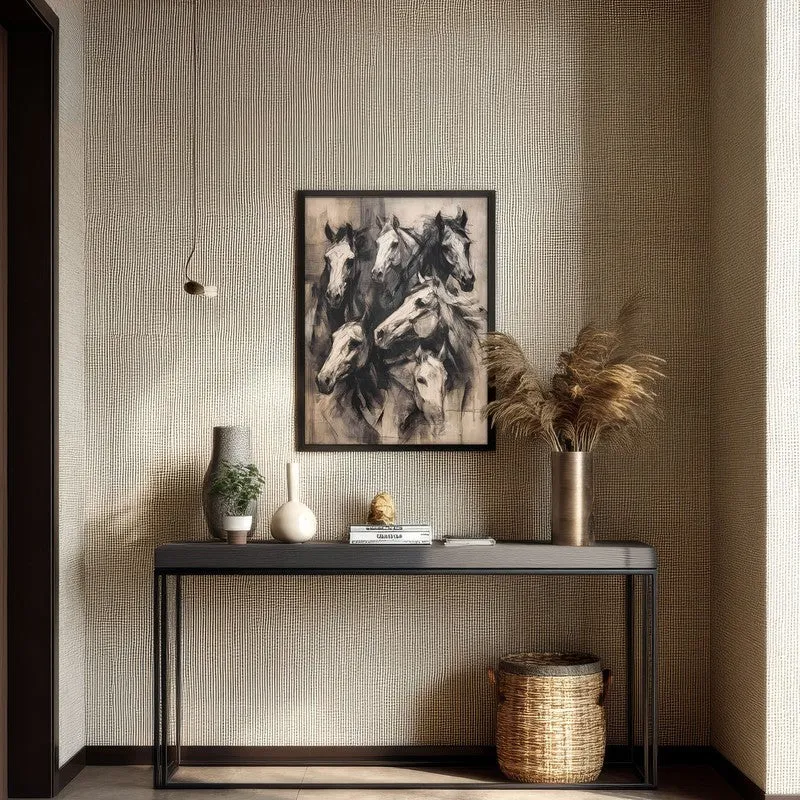 Noble Horses Wall Painting With Black Frame media 7