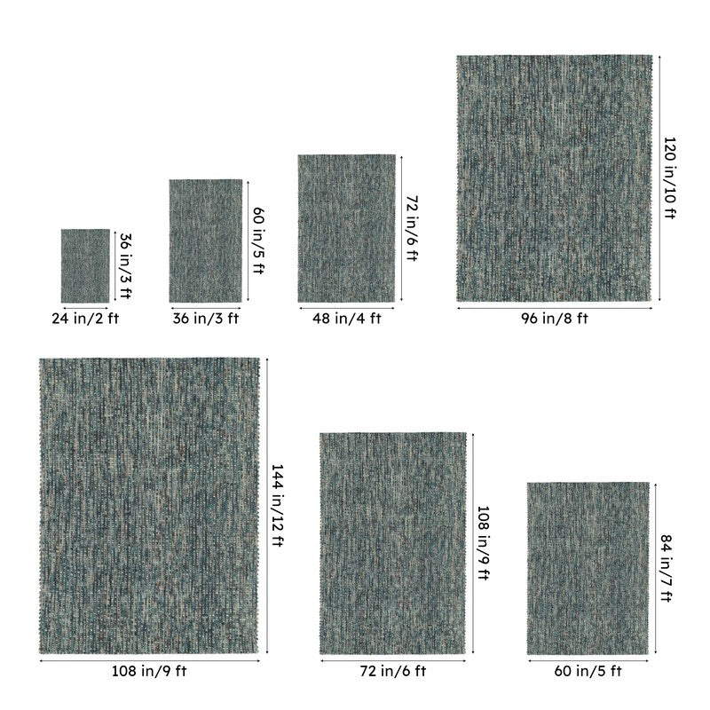 Artistry Threads Hand Woven Wool Rug - Sea Blue & Brown media 13