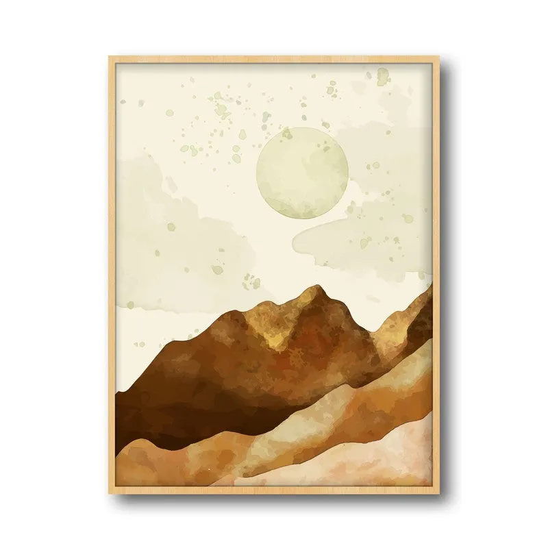 Moonlit Desert Peaks Archival Paper Wall Art - Natural Brown Frame media 5