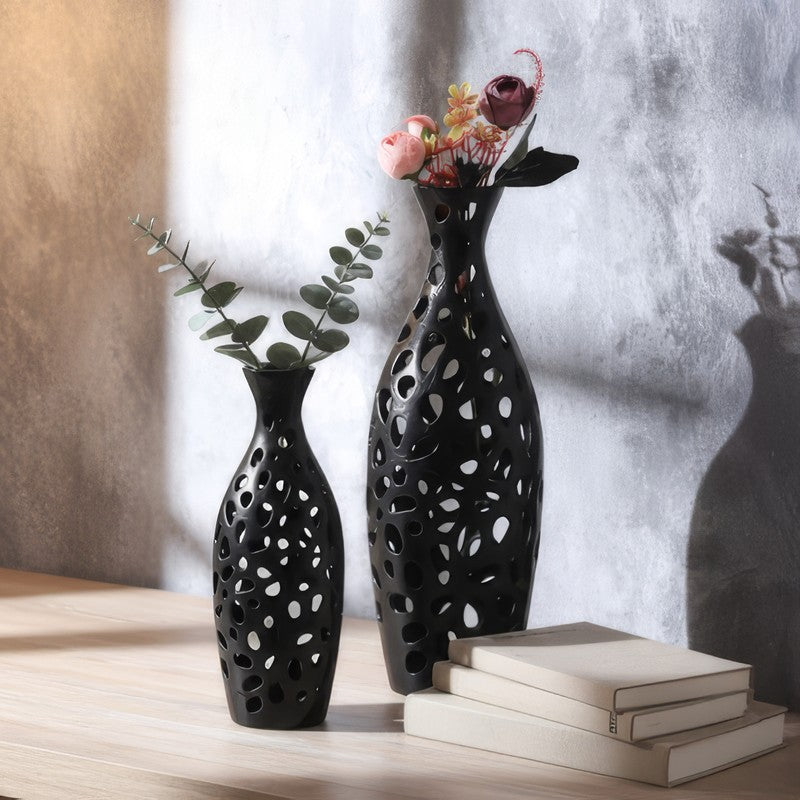 Modern Hollow Pattern Decorative Vase Set - Set Of Two