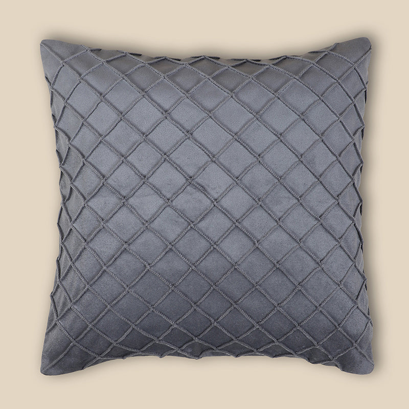 Swayam Lohita Pintex Velvet Cushion Cover (Grey) - Set of Two media 3