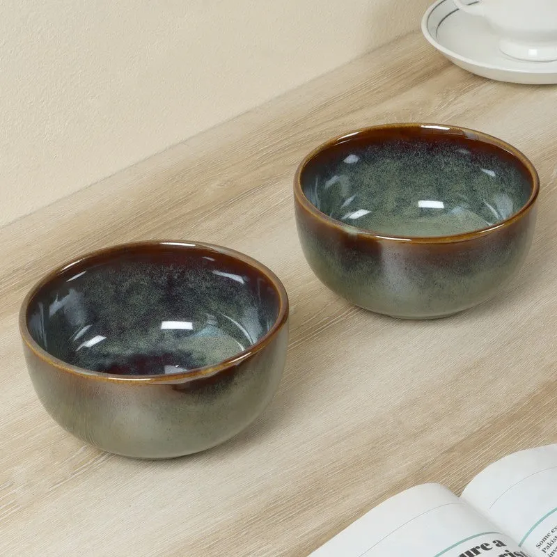 ServeEase Snack Bowl (Olive Green,400 mL Each) - Set Of Two media 1
