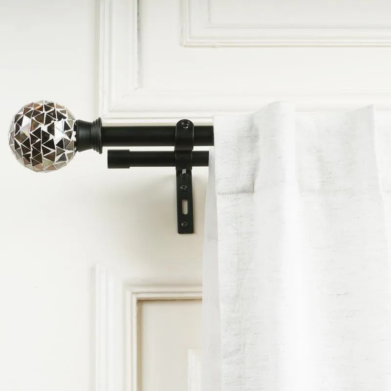 Prism Duo Extendable 1" Double Curtain Rod With Round Finial & Brackets media 1