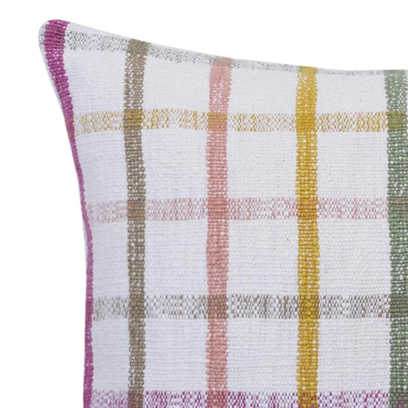 Subtle Squares Checked Cotton Cushion Cover - Set Of Two media 5