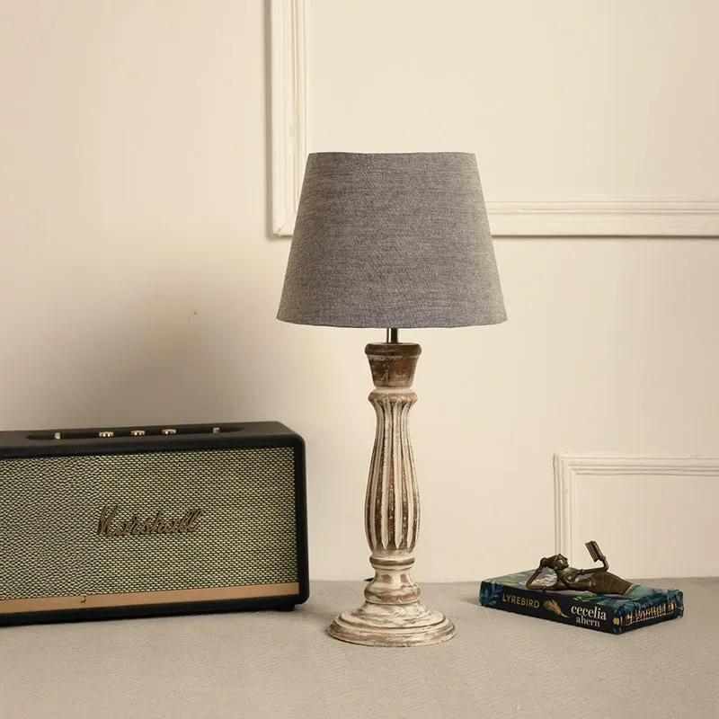 Whittle Cone Cotton Table Lamp - Grey media 2
