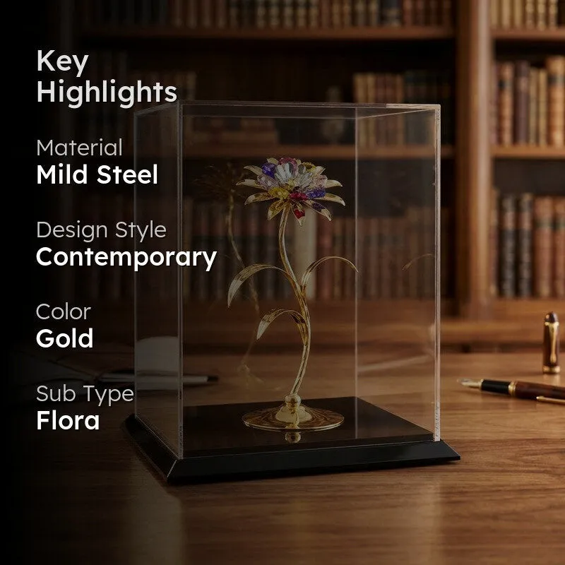 Golden Daisy Elegance 24K Gold Plated Mild Steel Showpiece (Multicolor) media 2