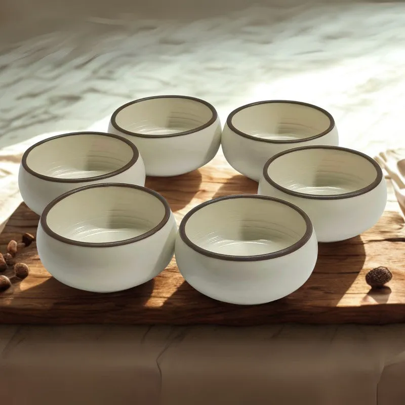 Brownline Handcrafted Ceramic Dip Bowls (Off White,150 mL) - Set Of Six media 5