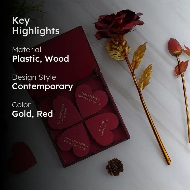 Love Notes & Artificial Rose Gift Box - Red - 2