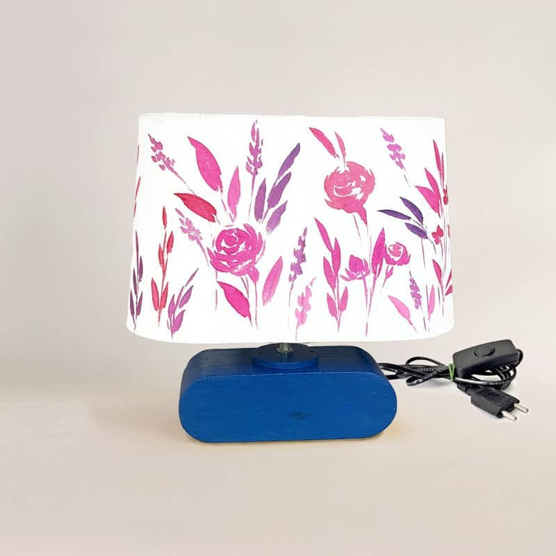 Pastel Bloom Handpainted Fabric Table Lamp - Multicolor media 3