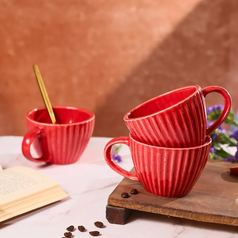 Agnese Ceramic Tea Cup (230 mL)/Red) media 6