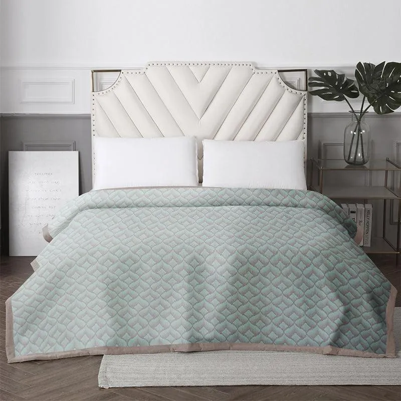 Pyper Geomatric Cotton Dohar (Green) - 210 GSM media 1