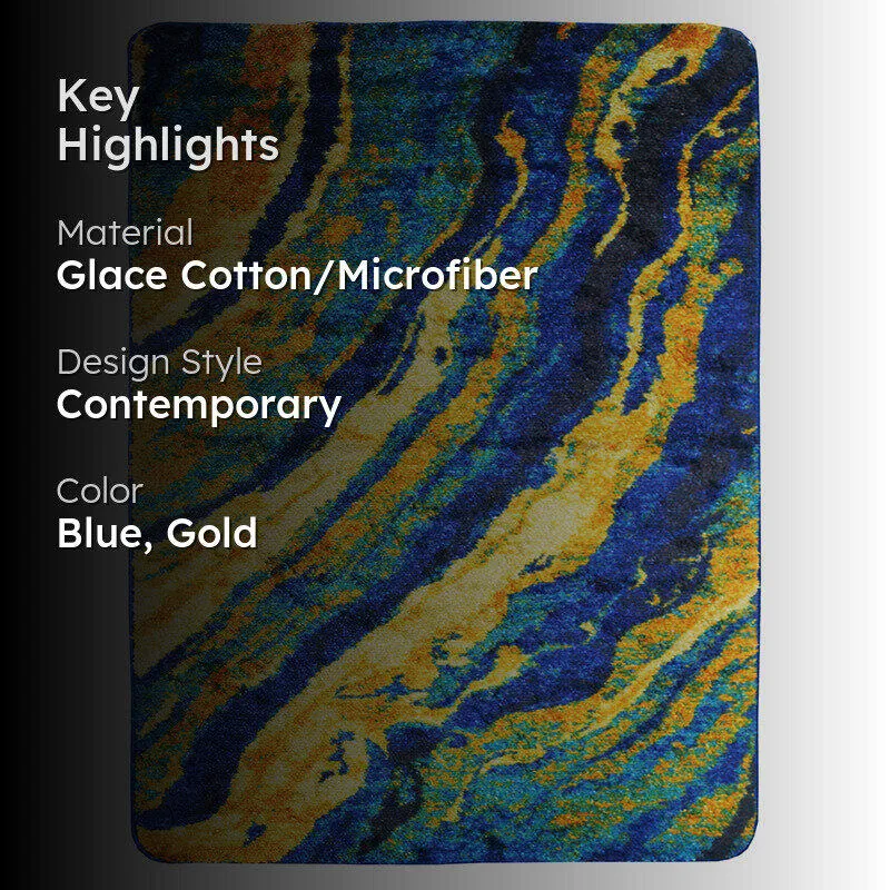 Brenna Abstract Micro Fiber Area Rug - Blue media 2