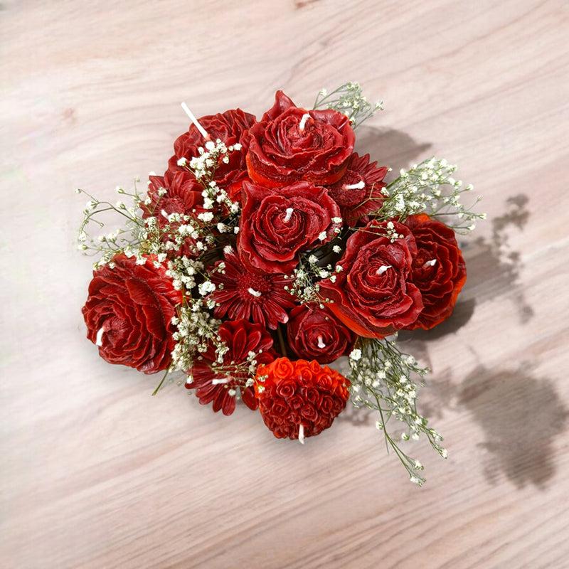 Crimson Whispers Rose Scented Soy Wax Candle Bouquet media 3