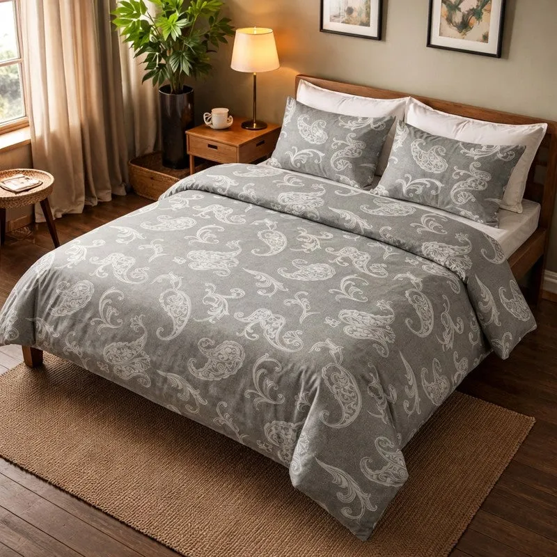 Aangan Kala Cotton Bedsheets (Grey) - 400 TC media 1