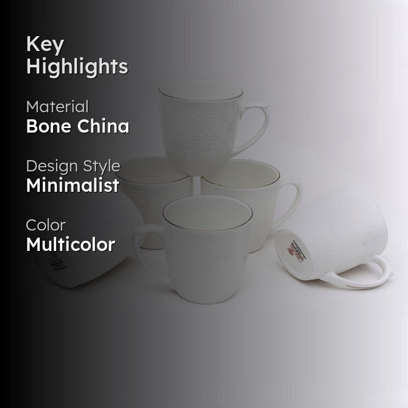 Neka Bone China Tea Cup (175 mL Each) -  Set of Six media 2