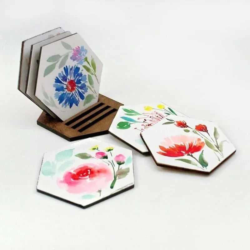 Neju Bloom Handpainted Coaster - Set Of Six media 1