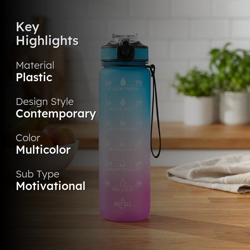 Solara Sportiq Plastic Water Bottle (1000 mL) - Blue,Purple media 2