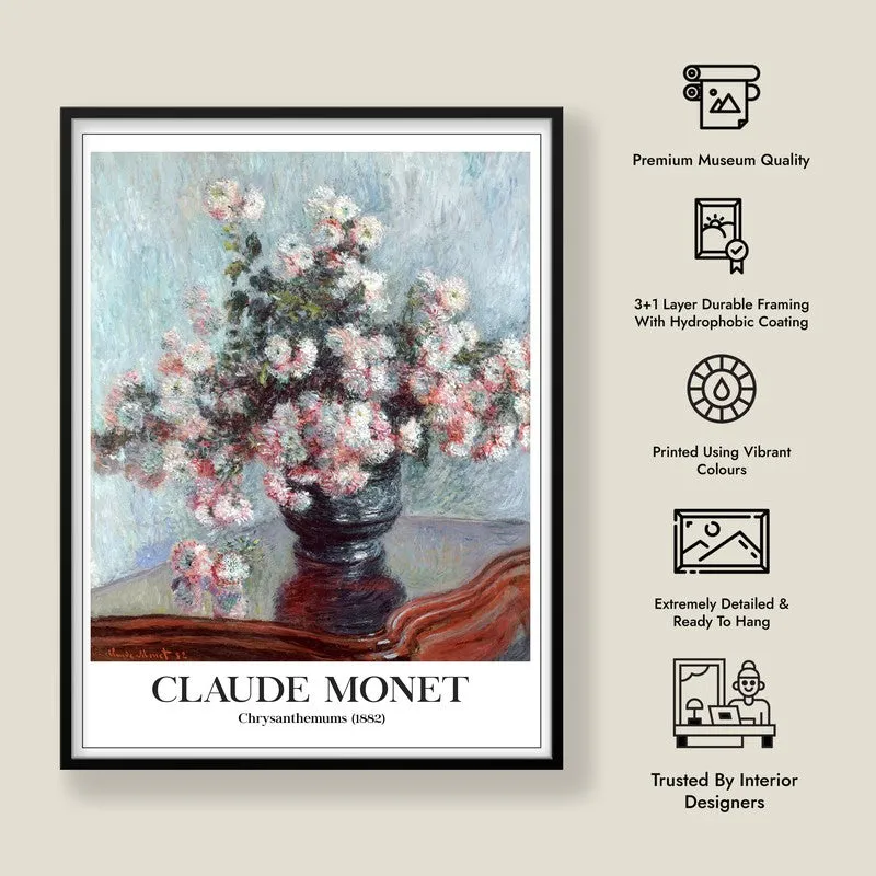 Chrysanthemums Archival Canvas Wal Painting With Black Frame media 8