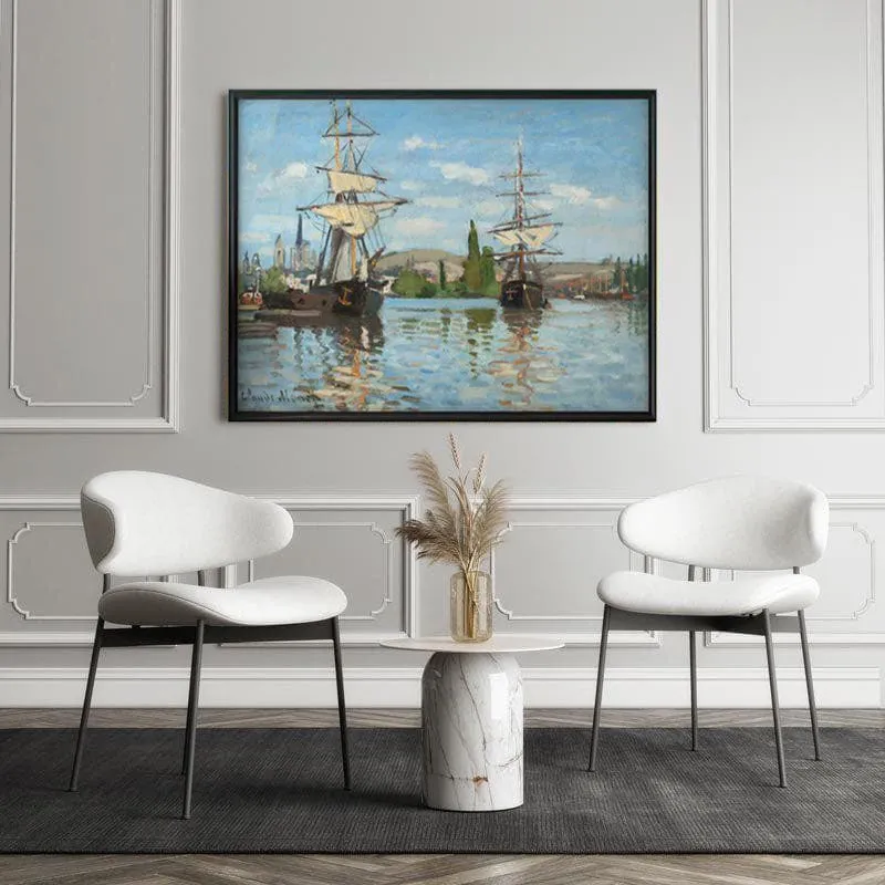 Ships Riding In The Seine At Rouen By Claude Monet - Black Frame media 5