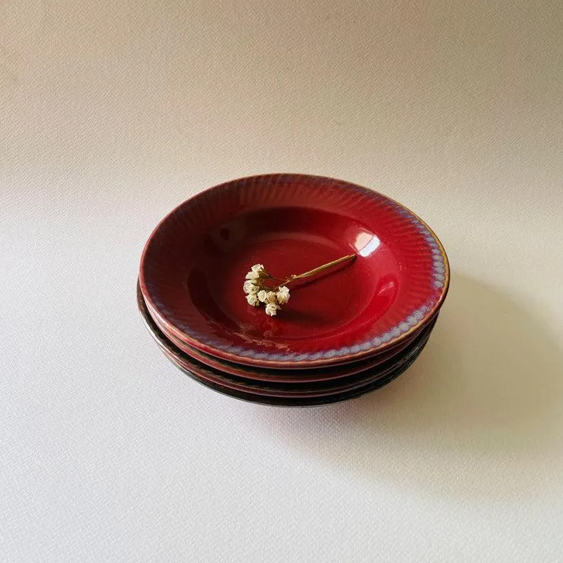 Raisel Pasta Plate (Maroon) - Set Of Four (7 Inches) media 3