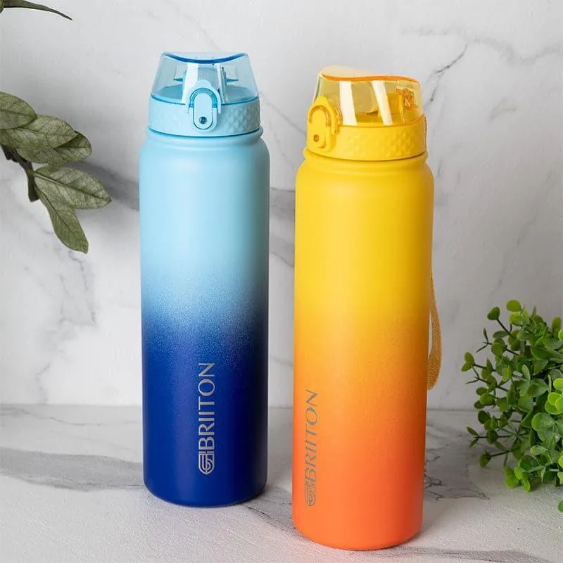 Hydrona Hot & Cold Thermos Water Bottle (Blue & Yellow, 1000 mL Each) - Set Of Two media 1