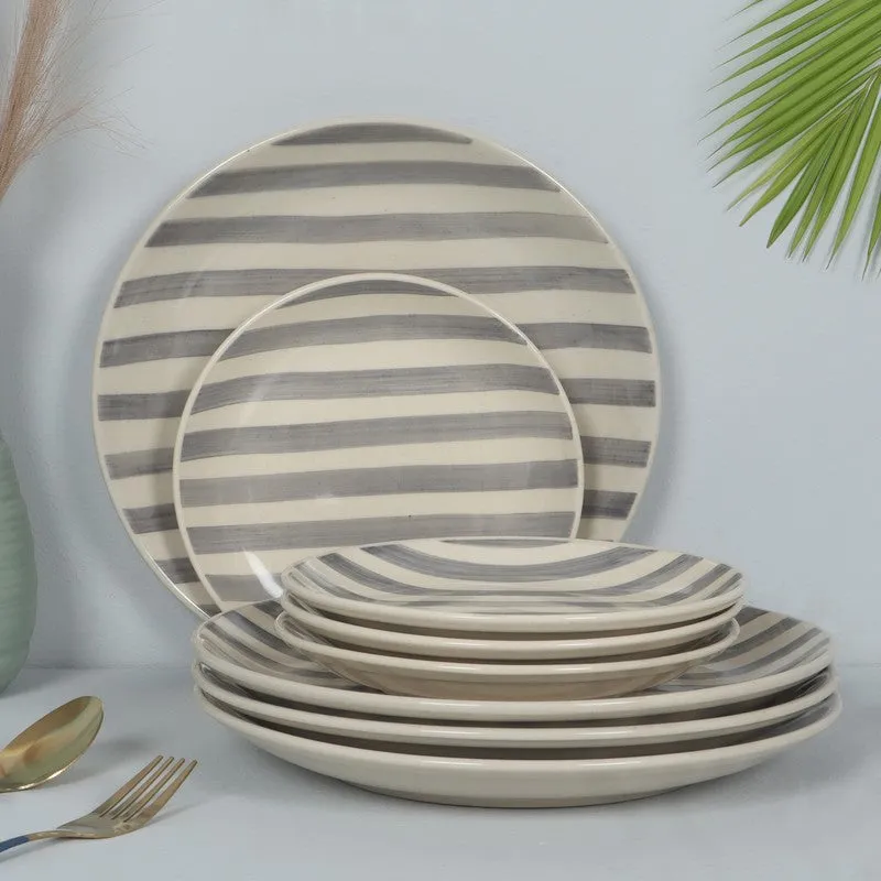 Elarion Dinner Plate (Grey,White) - Set of Eight media 1