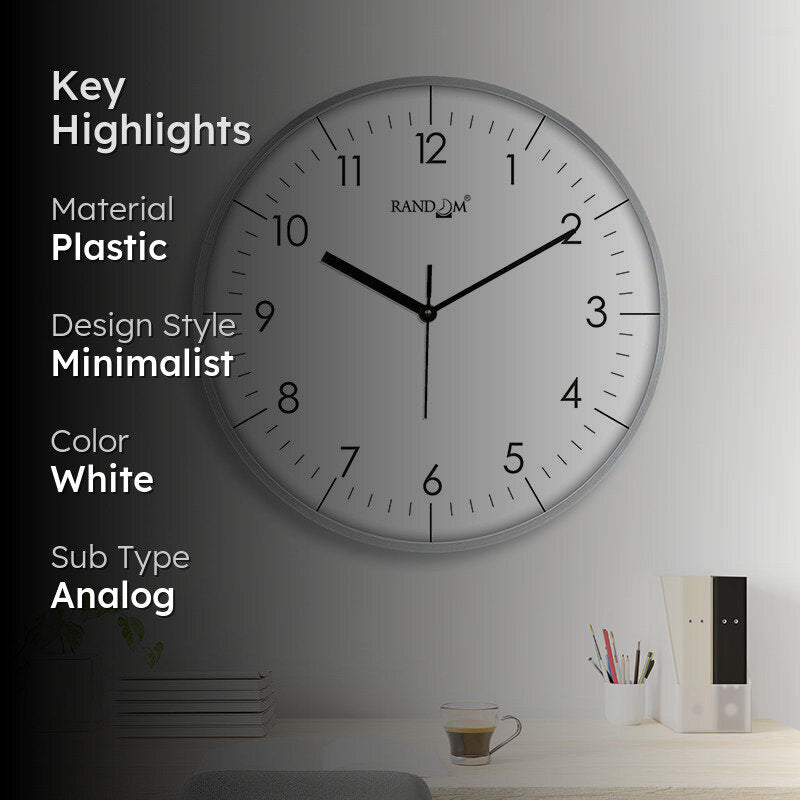 Benot Silver Analog Wall Clock - White media 2