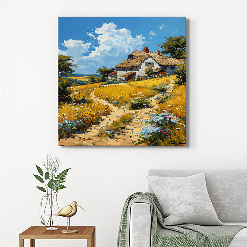 Countryside Cottage Poly Canvas Wall Painting