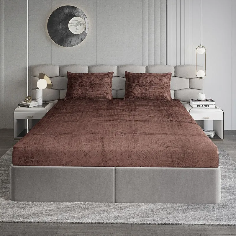 Monte Carlo Color Drift Bedsheet (Brown) - 280 GSM media 1