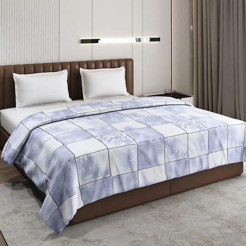 Monte Carlo Bluemod Checks Print Polyester Blanket (Grey) - 210 GSM media 1