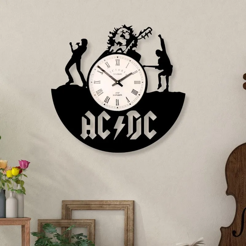 AC DC Steel Analog Wall Clock - Black media 1
