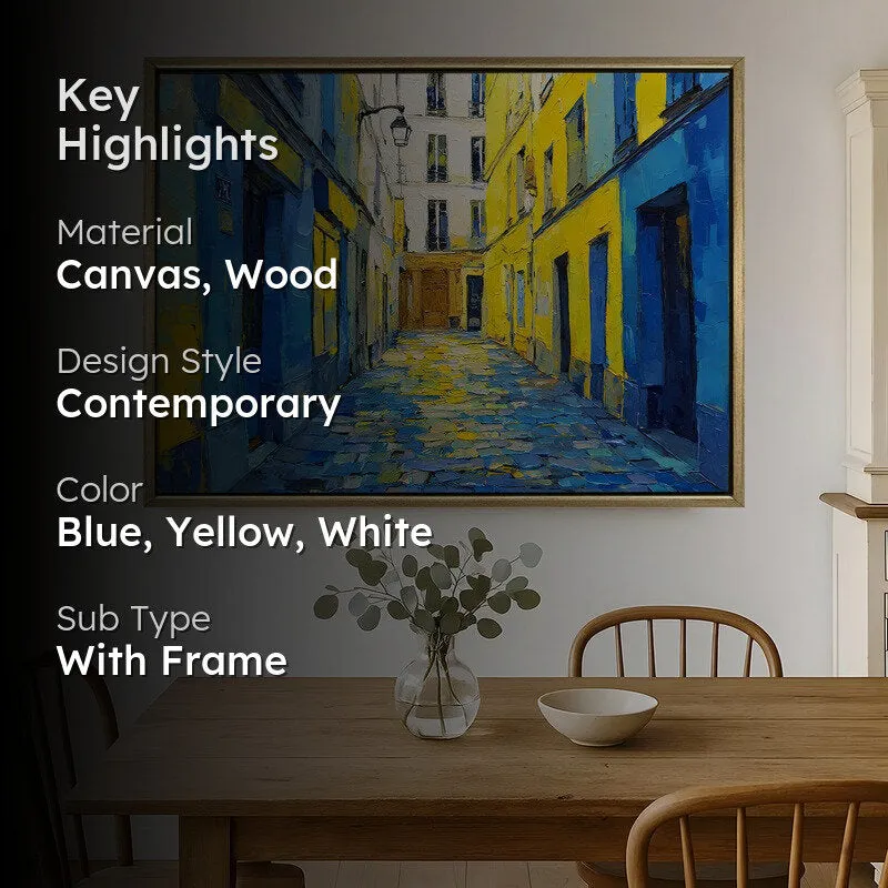 Sunlit Lane Canvas Wall Painting With Frame media 2
