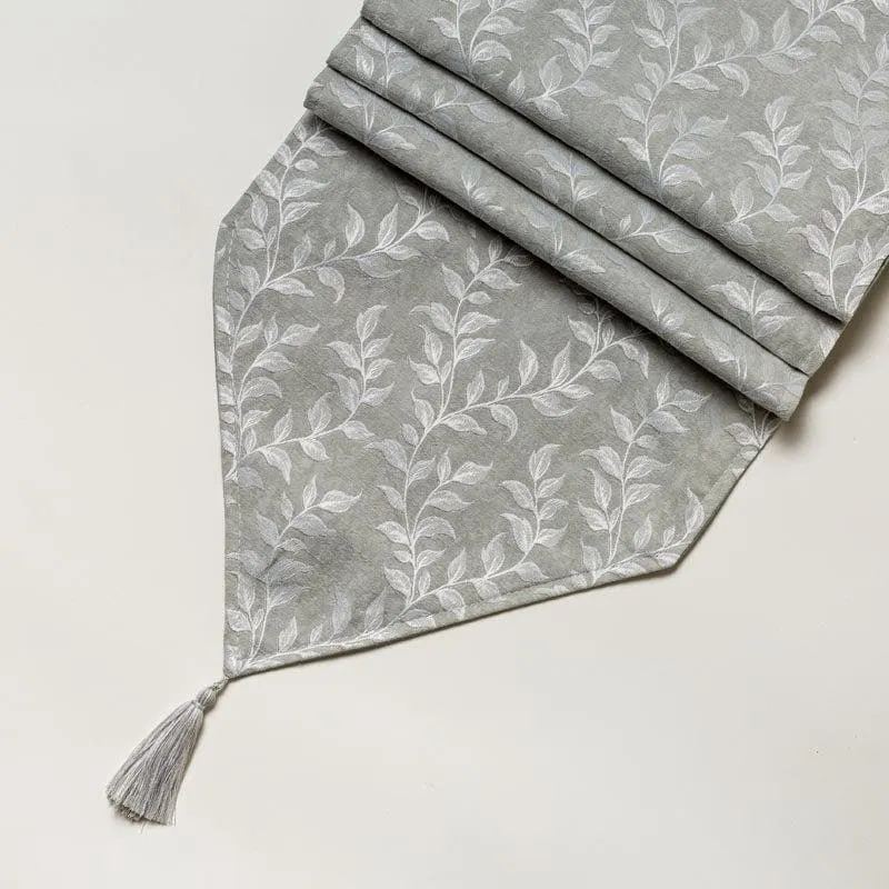 Elle Leafsy Jacquard Table Runner - Grey media 4