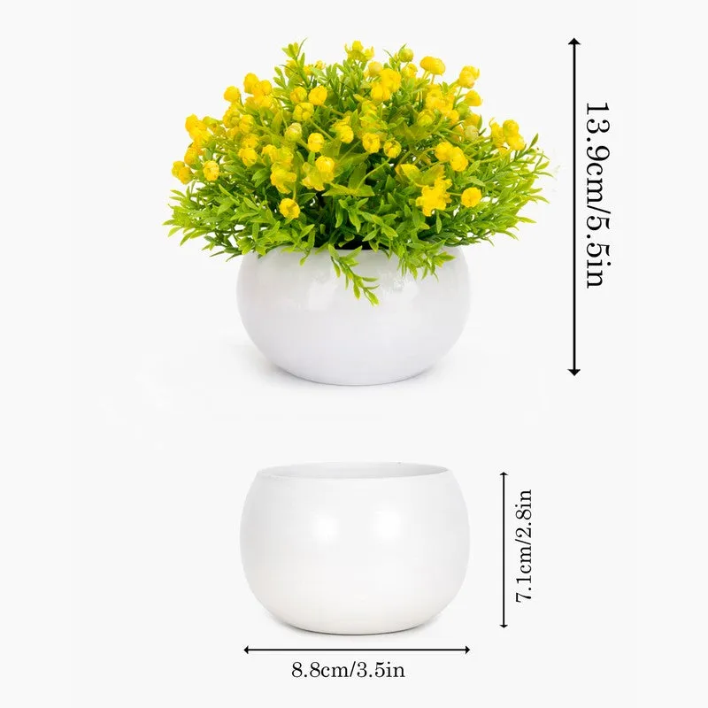 Petalvine Artificial Rose Flower Plant With Pot (Yellow) -14CM media 6