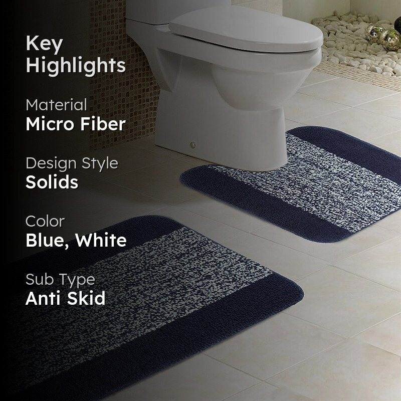 Marvis Anti Skid Bath Mat & Contour Mat (Blue)- Set of Two media 2