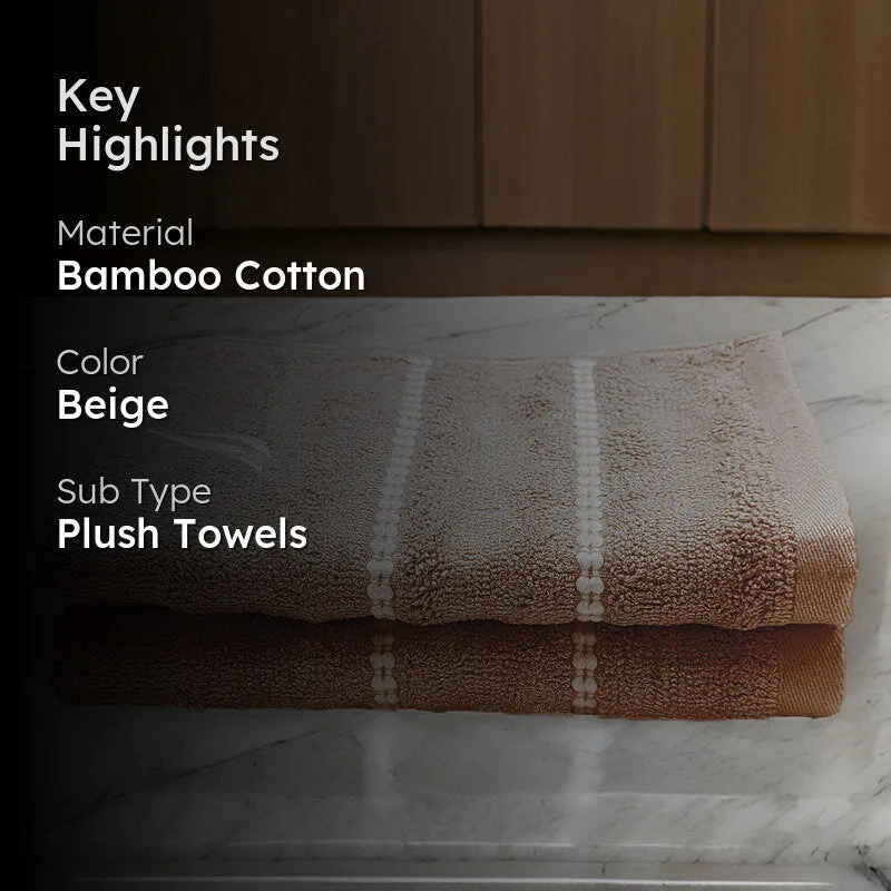 Nautica Oasis Bamboo Cotton Hand Towel (Beige) - Set Of Two media 2